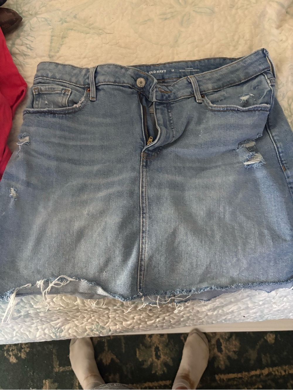 Old Navy High-Rise Distressed Denim Mini Skirt Size 12